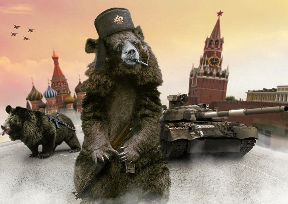 Русский флаг с медведем