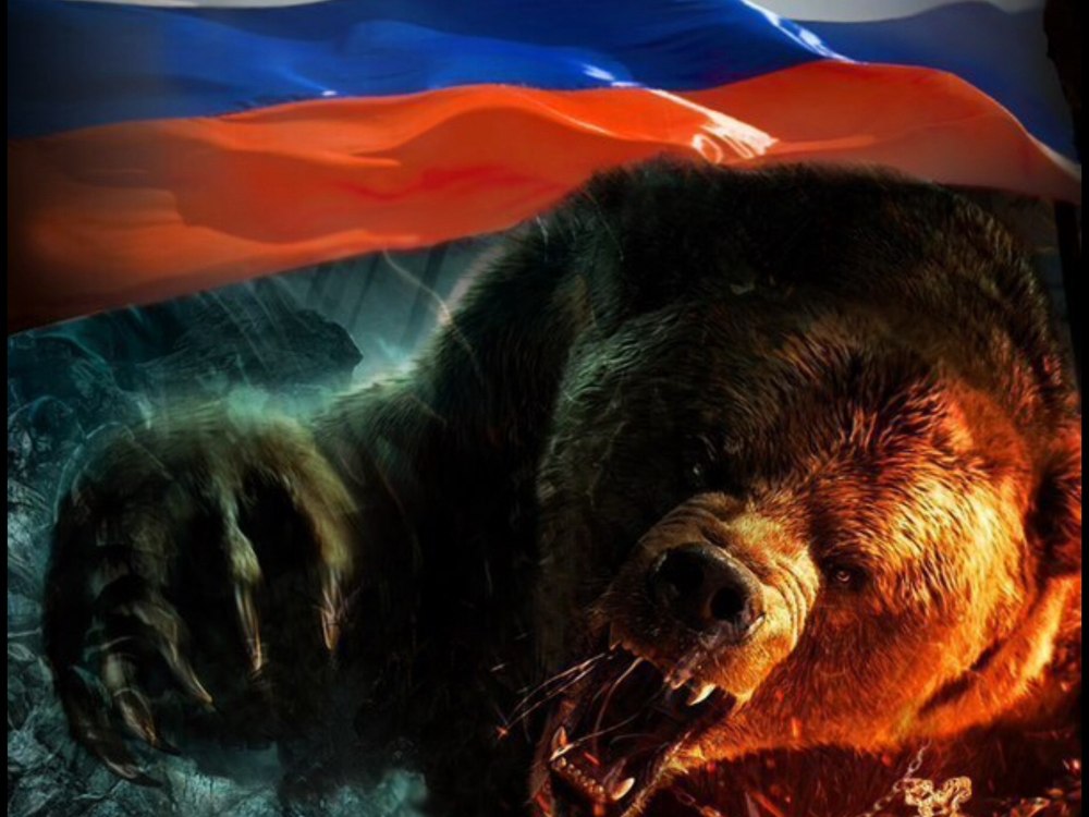 Флаг России с медведем