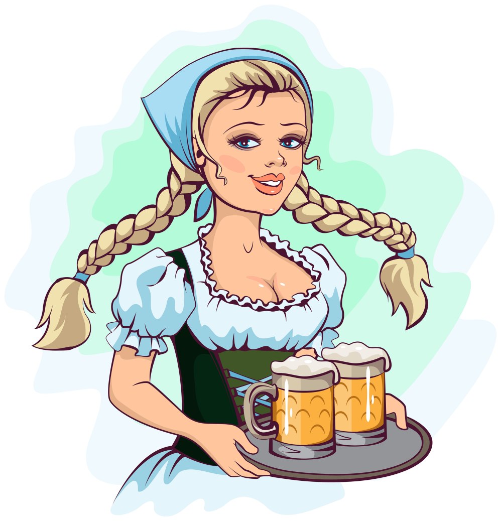Официантка Октоберфест вектор