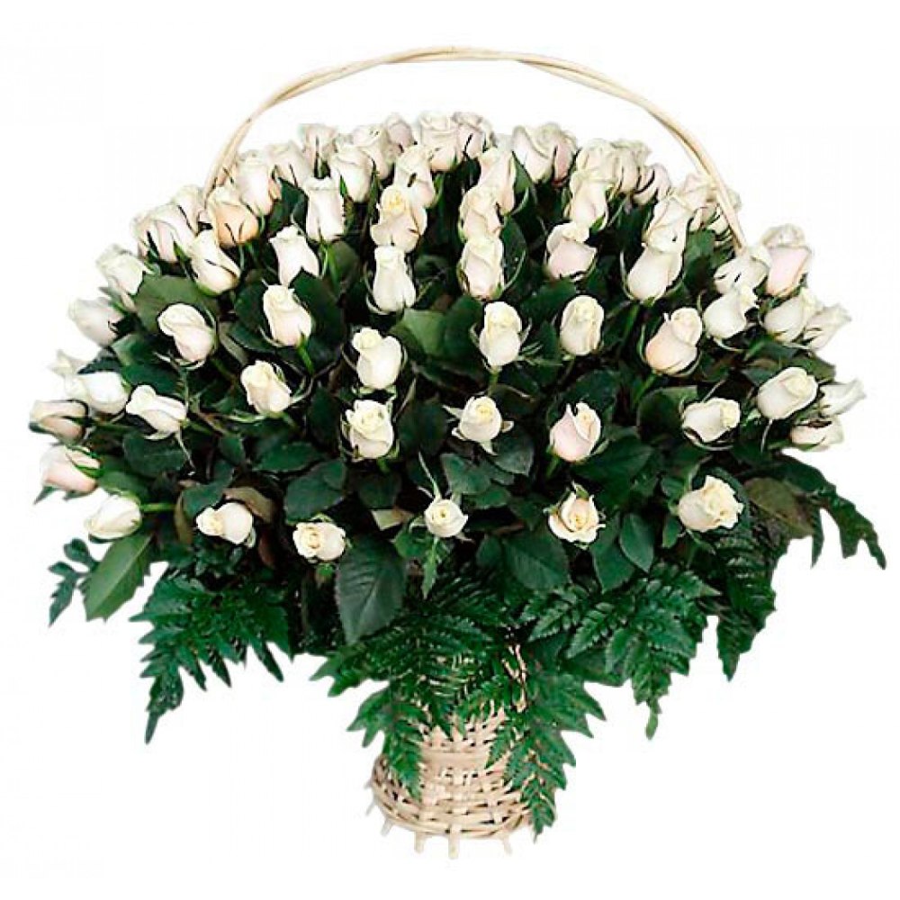 Корзина из белых роз
