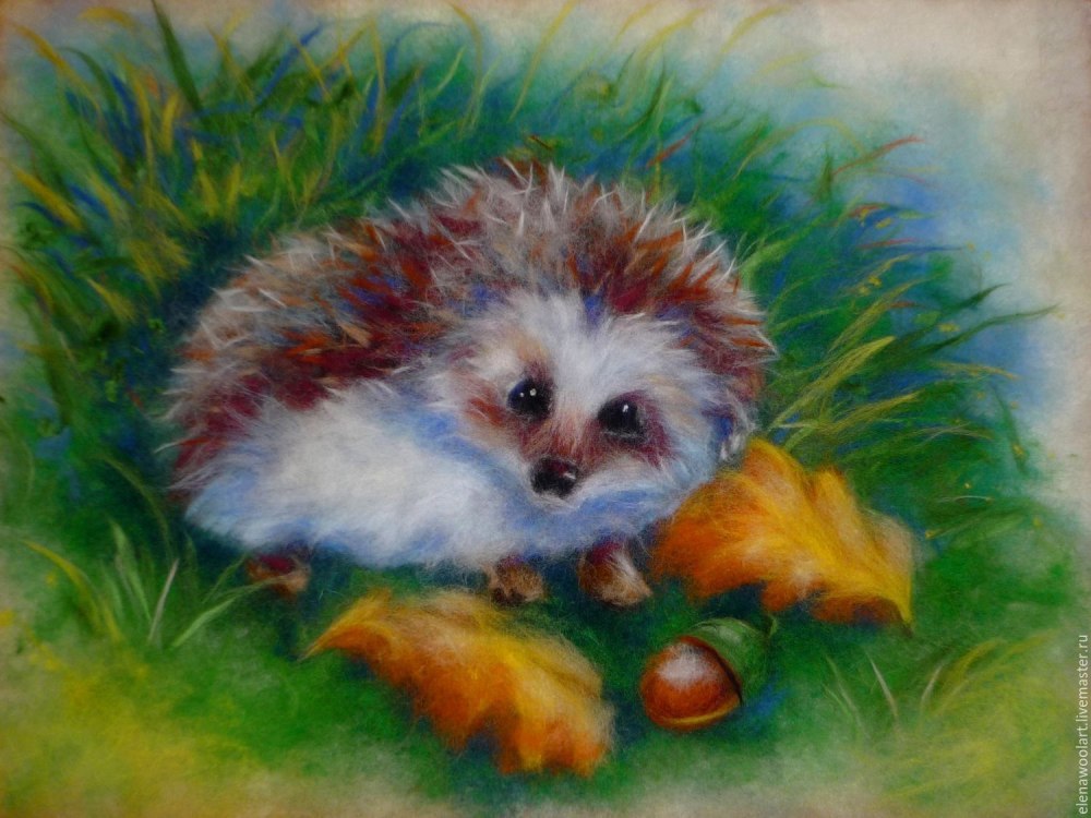 Живопись шерстью Ежик