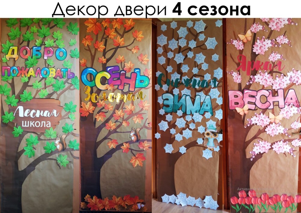 Украсить дверь к осени в школе