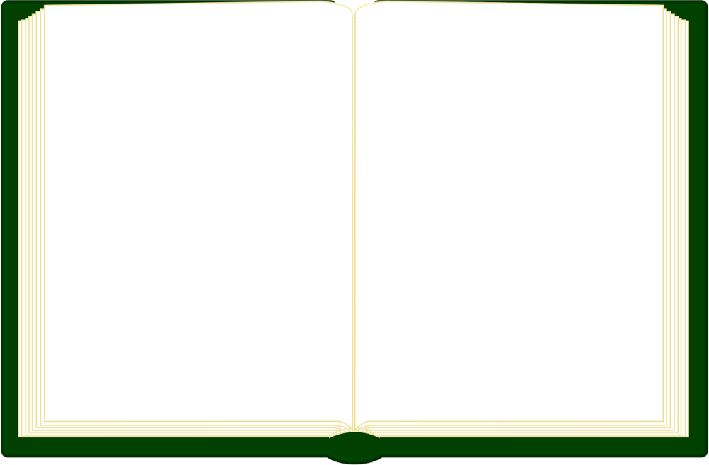 Открытая книга на зеленом фоне