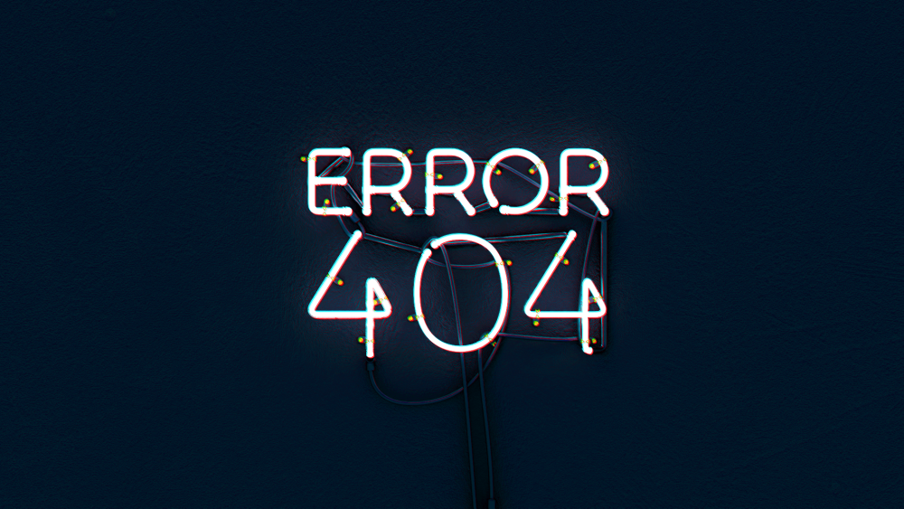 404 Ошибка на черном фоне