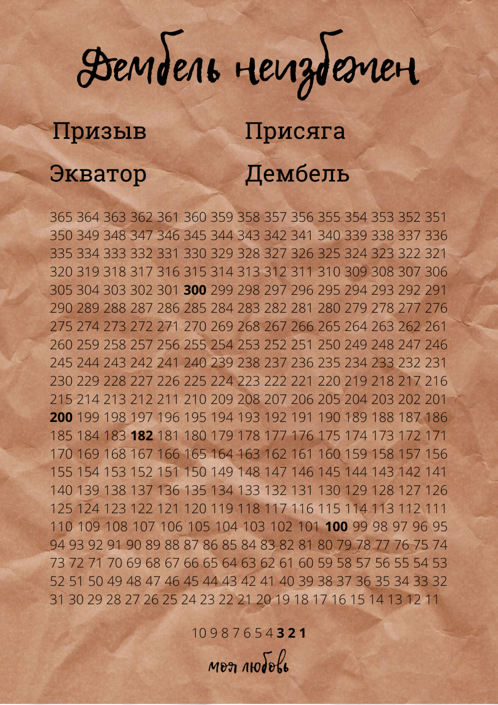 ДМБ календарь