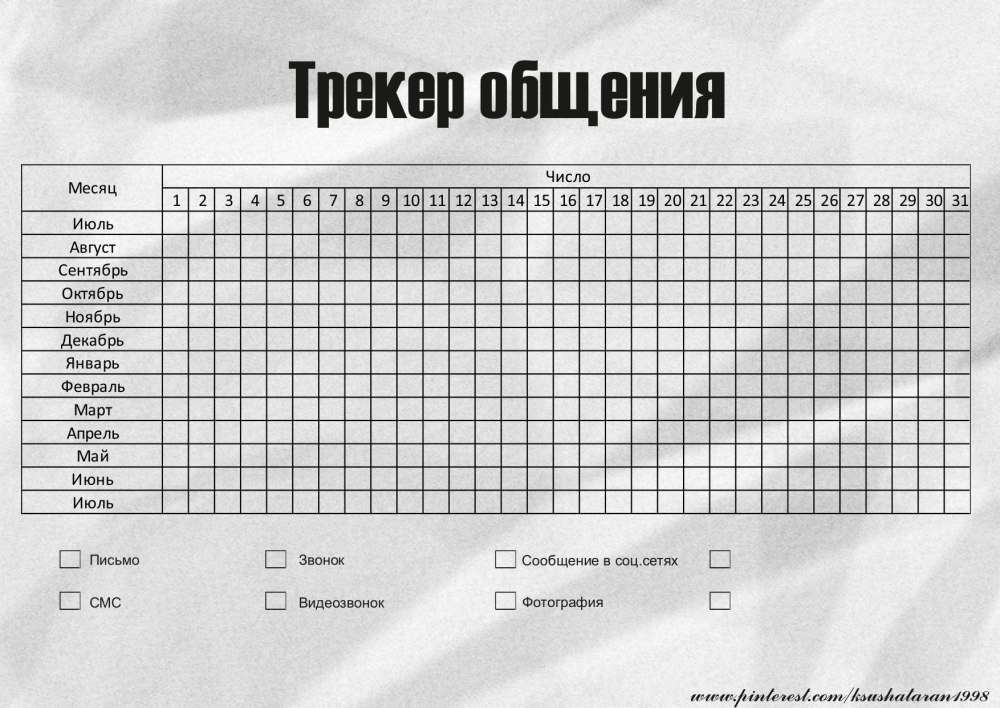Трекер общения с солдатом шаблон