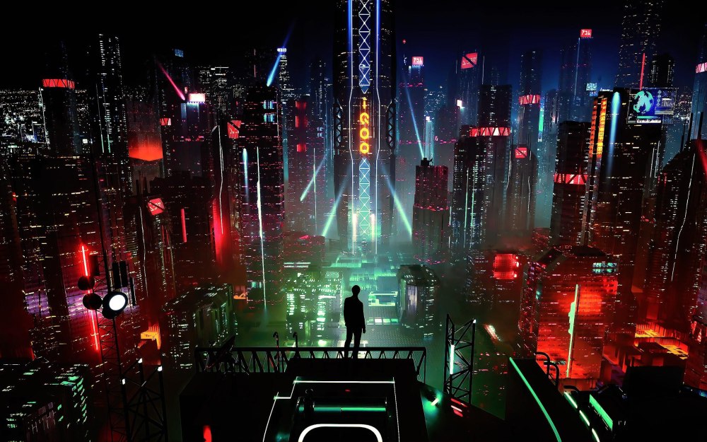 Cyberpunk 2077 город 4k Neon