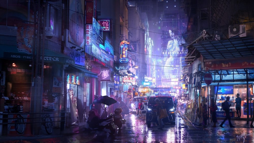 Cyberpunk 2077 улица 4к