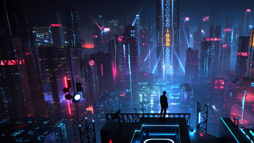 Cyberpunk 2077 город 4k Neon