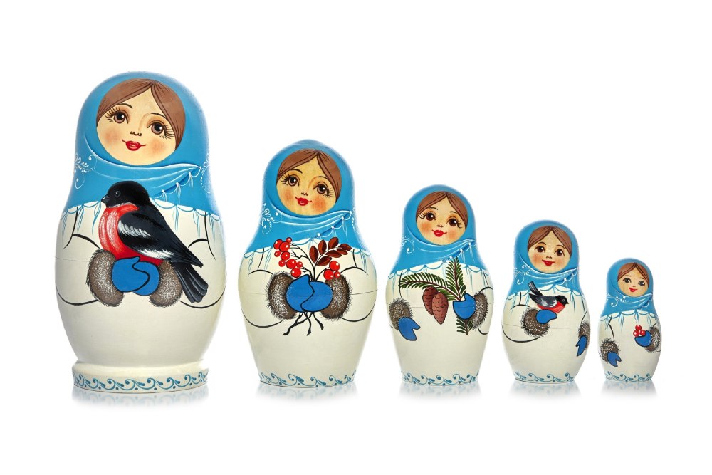 Матрешка на белом фоне