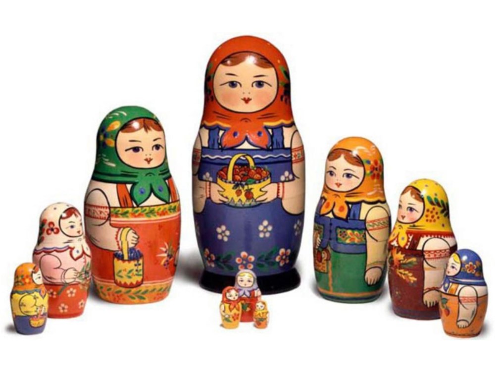 Матрешка Гжельская роспись