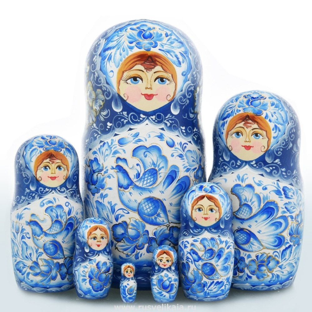 Матрешка Гжель вектор