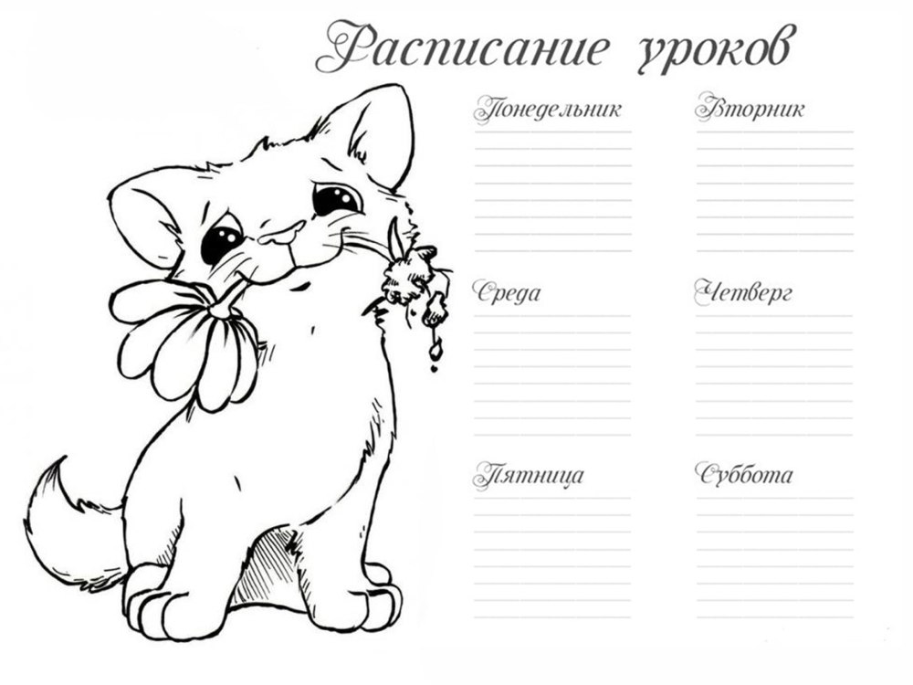 Расписание уроков шаблон