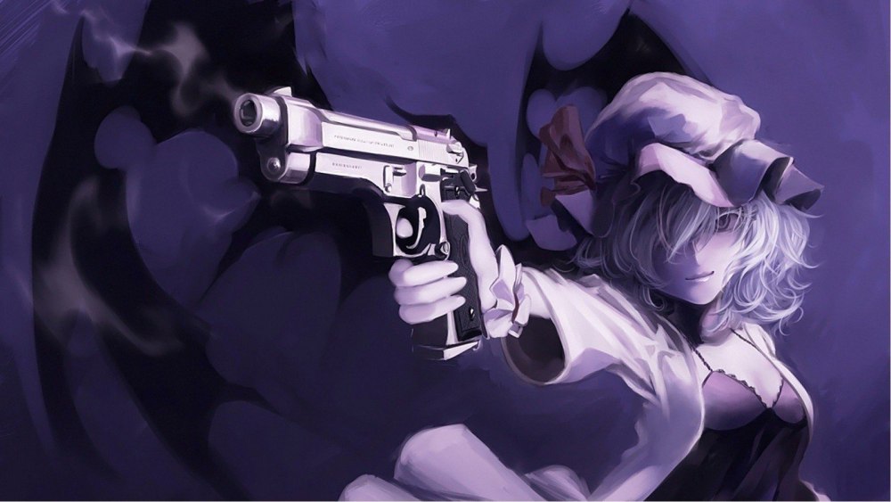 Remilia Scarlet с пистолетом