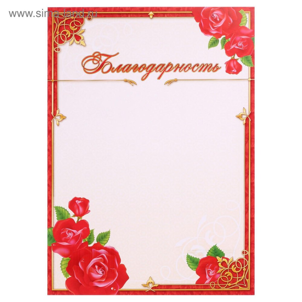 Благодарность бланк