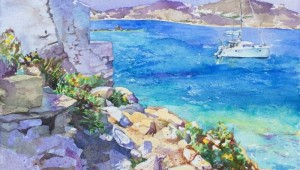 Летние морские пейзажи акварель