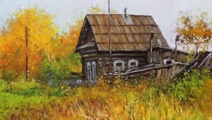 Пейзаж деревня рисунок