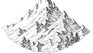 Горы чб рисунок