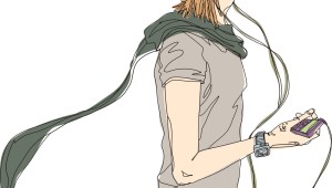 Человек в наушниках вектор