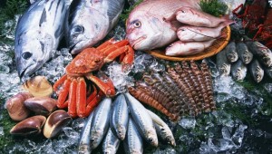 Морепродукты на черном фоне