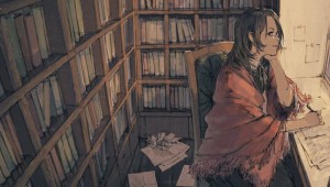 Аниме парень с книгой