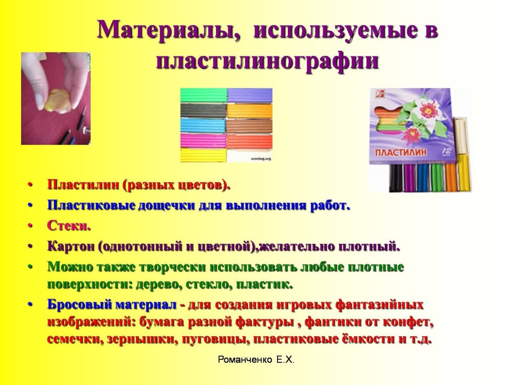 Материалы используемые в пластилинографии