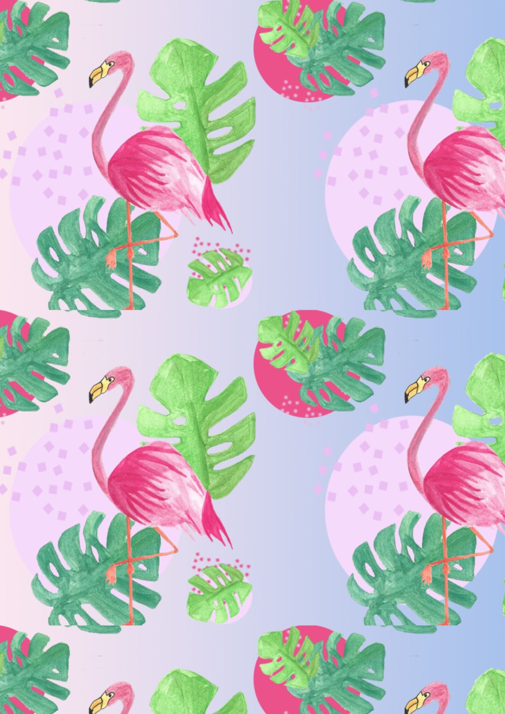 Обои с Фламинго hello Summer