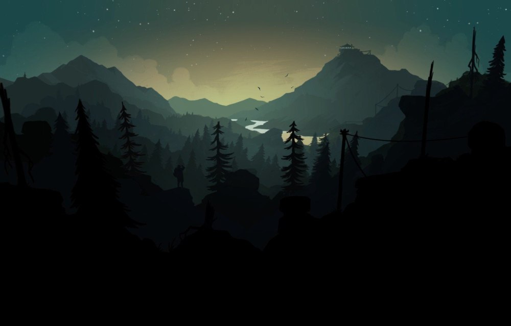 Firewatch лес река горы