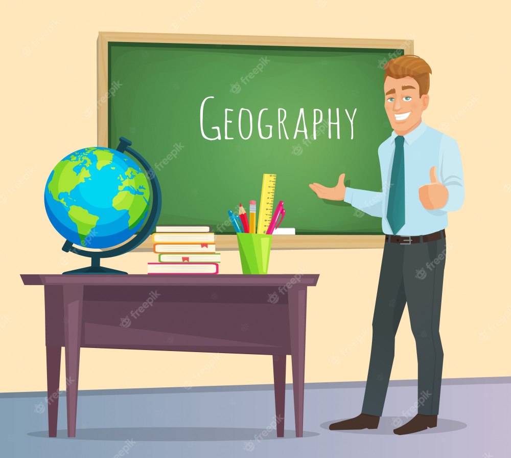 Учитель географии у доски