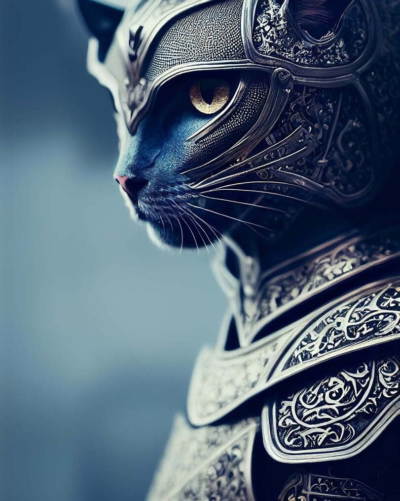 Кот в доспехах арт