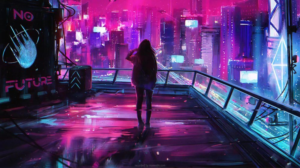 Cyberpunk 2077 город 4k Neon