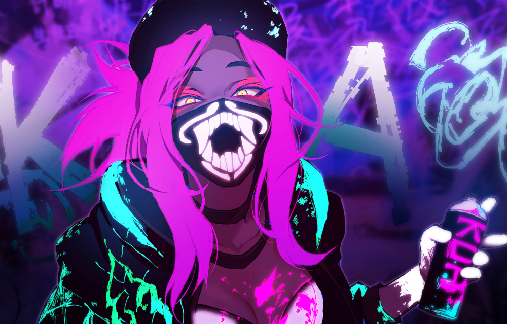 Akali k/da неон маска