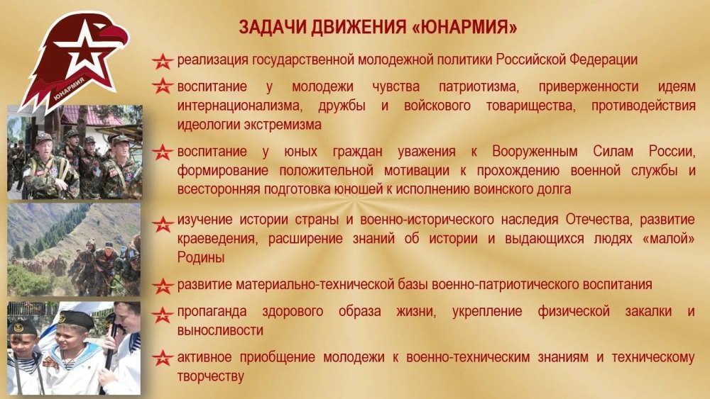 Задачи юнармейского движения