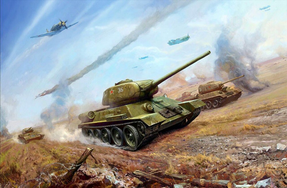 Танк т-34 в бою