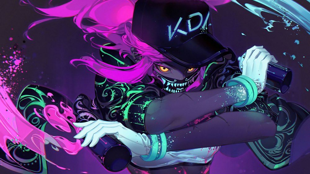 Akali k/da неон маска