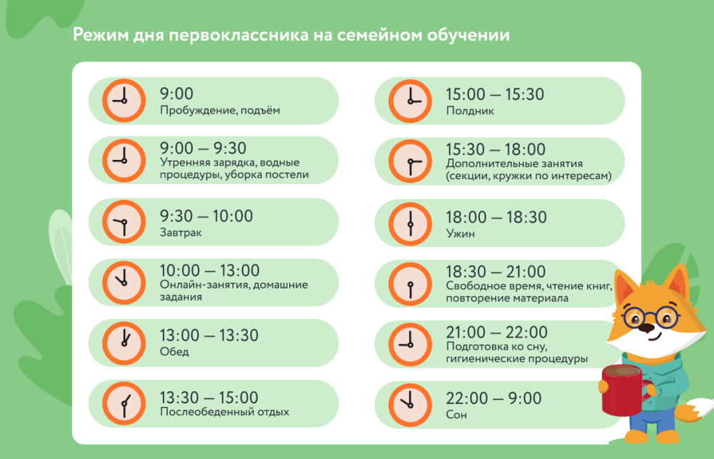 Распорядок дня первоклассника