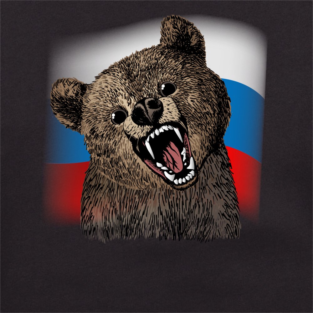 Медведь на фоне флага России