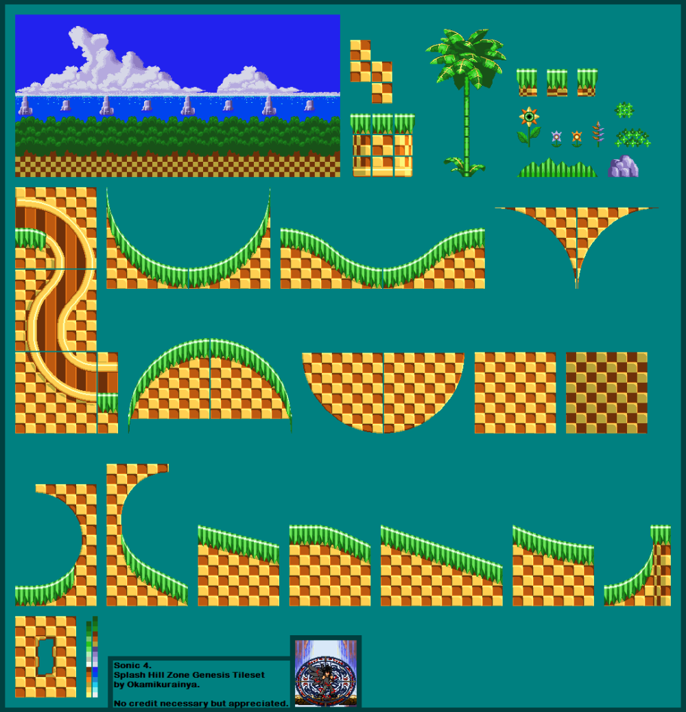 Соник спрайты Green Hill Zone