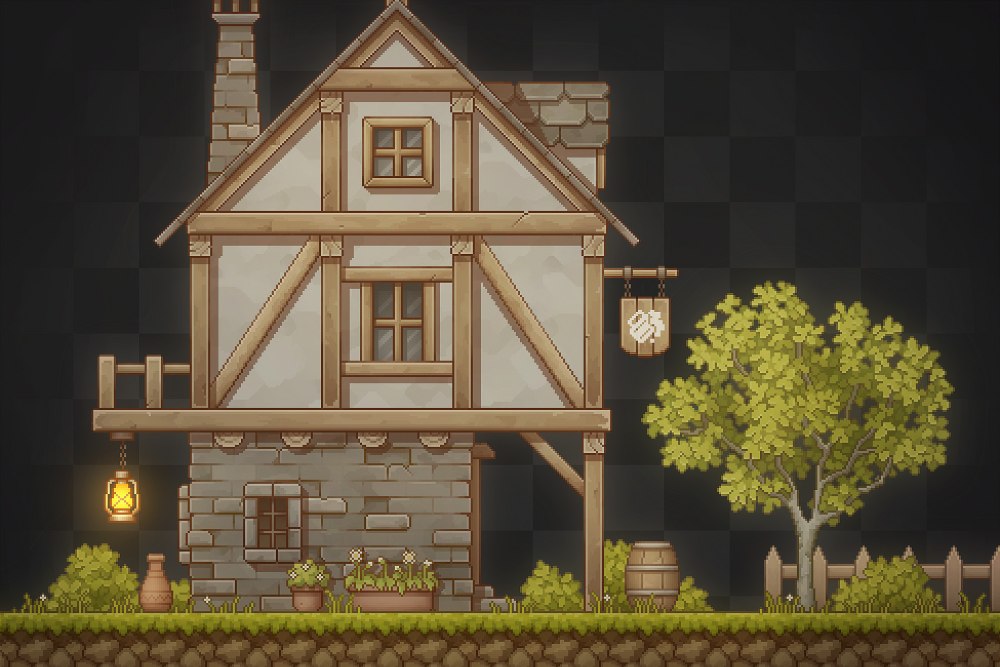 Pixel Art Village platformer