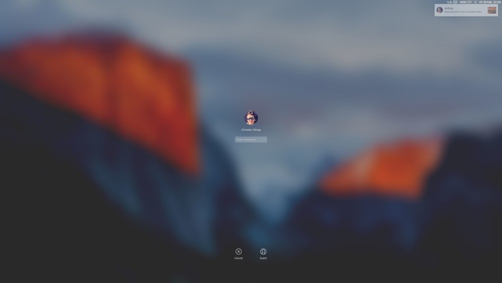 Экран блокировки Mac os