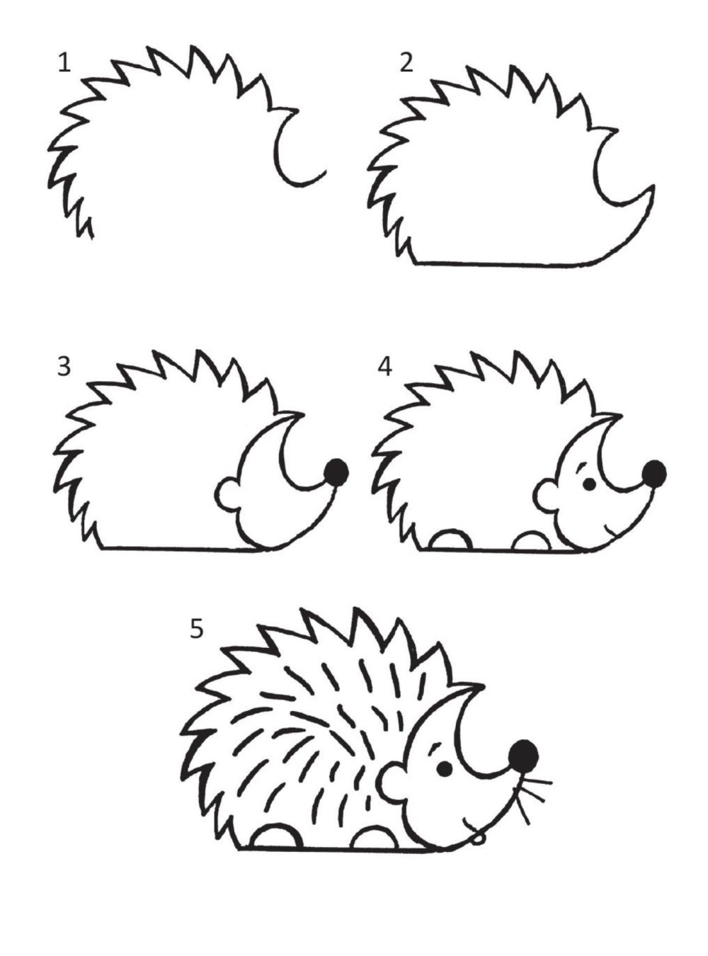Рисунки ежей для срисовки