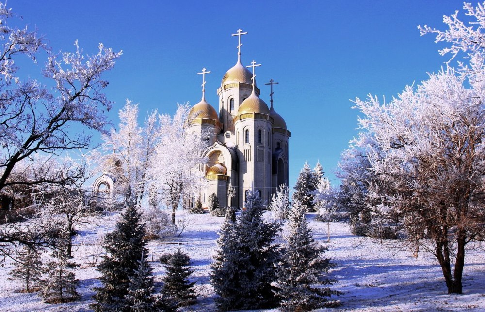 Зима островная пустынь Свято-Введенская зима