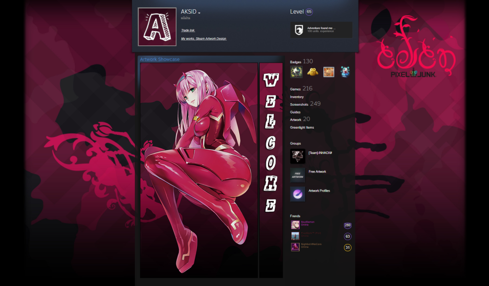 Фон для профиля стим Zero two