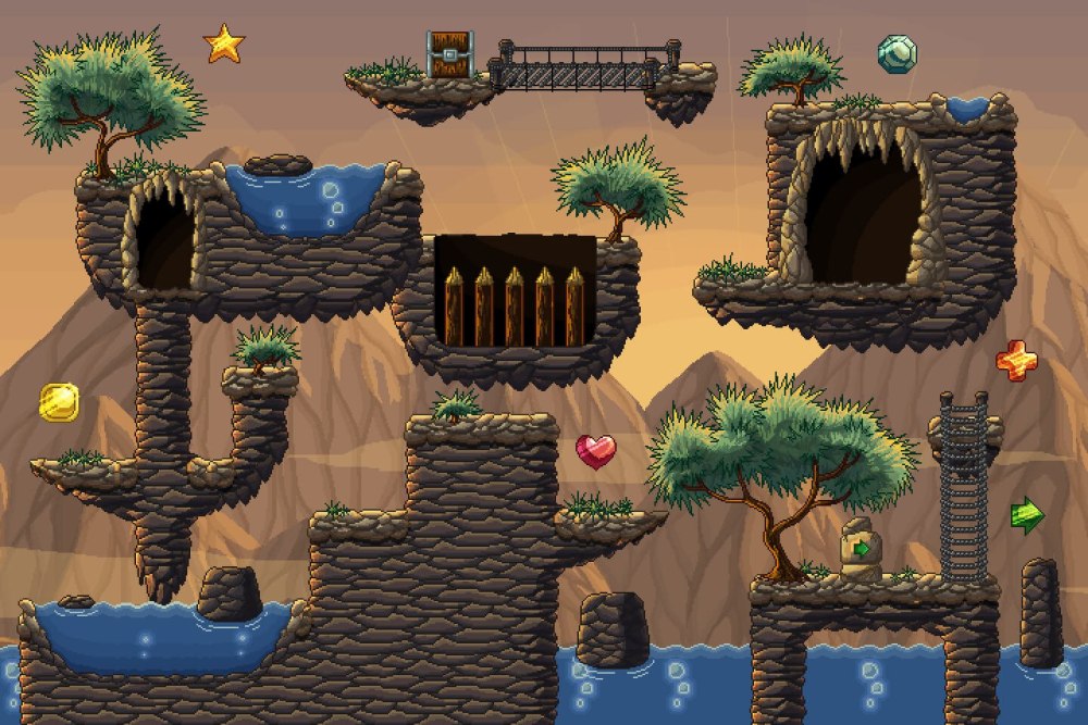 Pixel Art тайлсет платформер