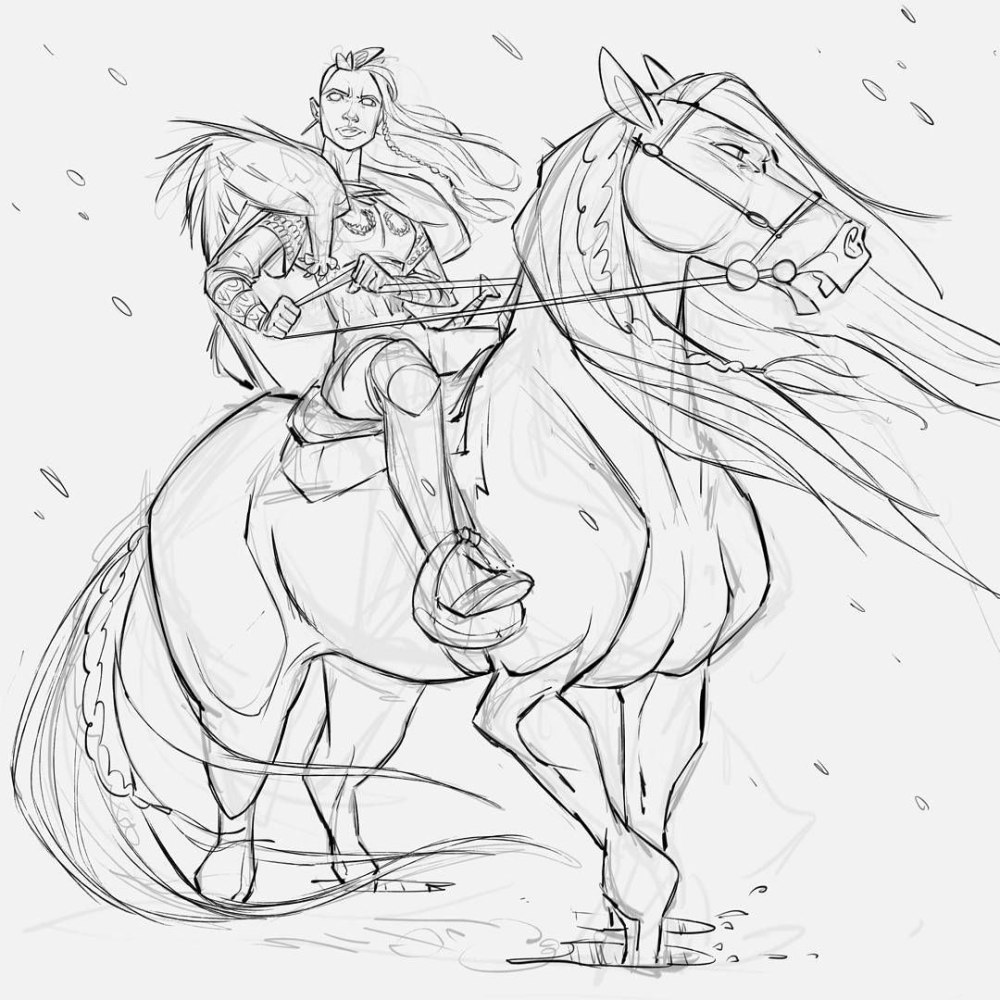 Богатырь рисунок карандашом