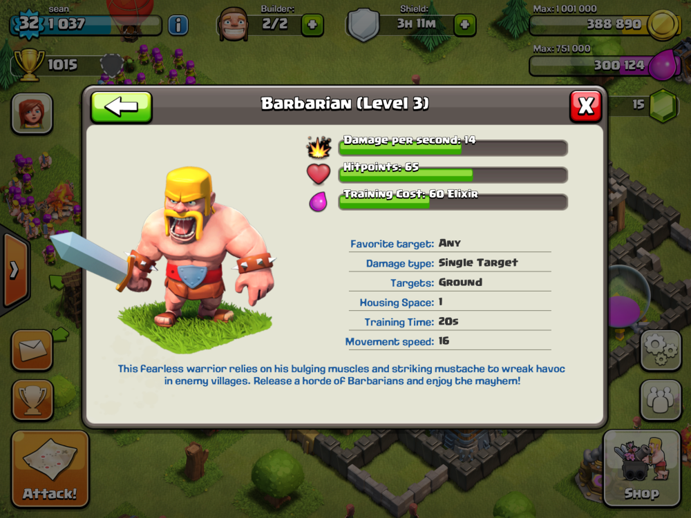 Clash of Clans Raged Barbarian