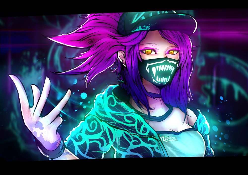 Akali League of Legends неон