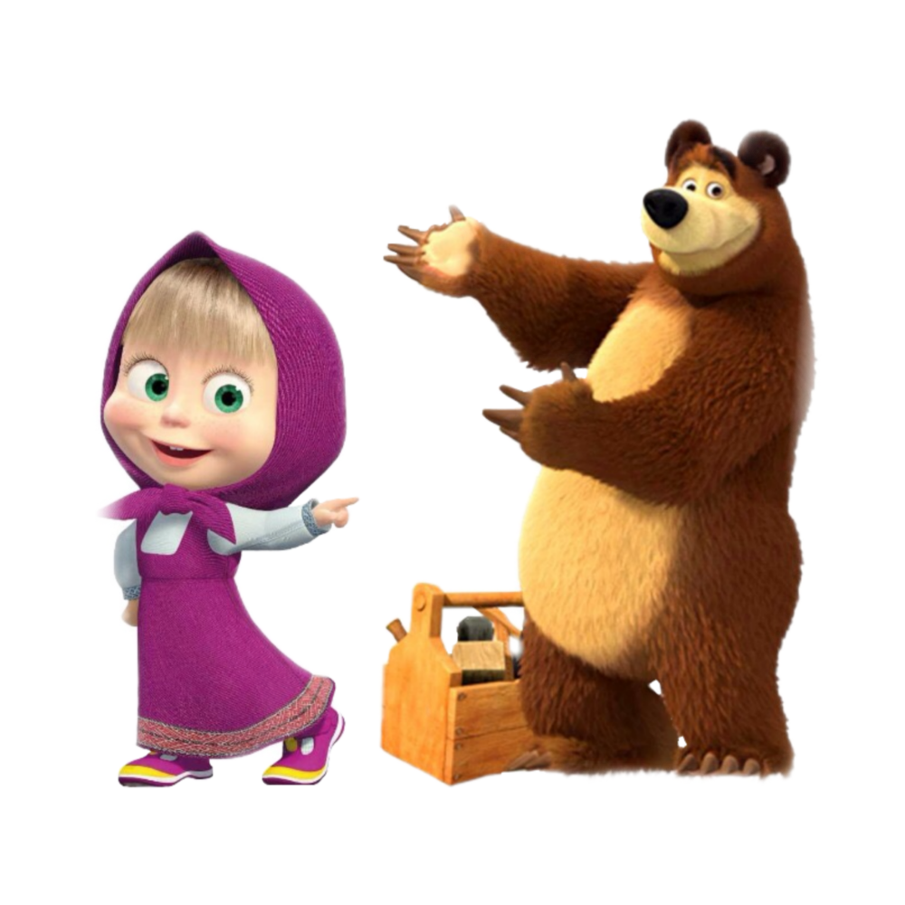 Маша и медведь герои на белом фоне