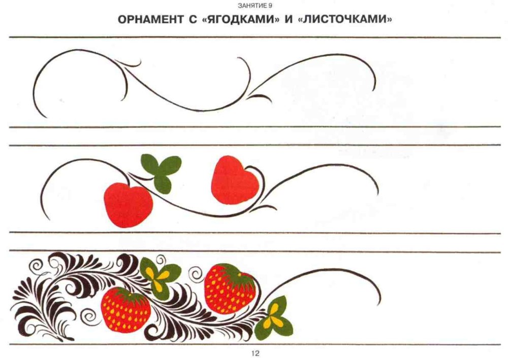 Ленточные орнаменты Петриковская роспись