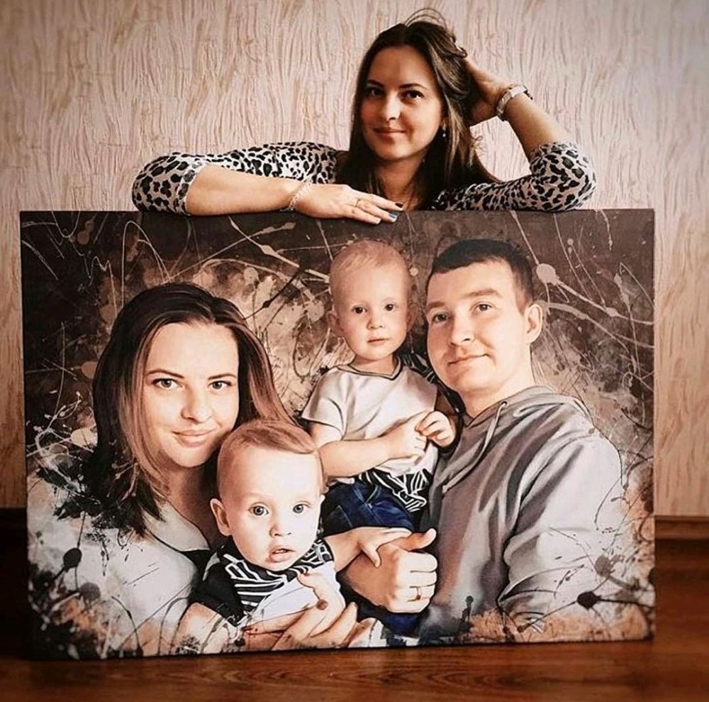 Семейный портрет на холсте